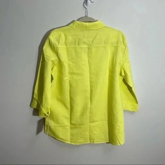 Ellen Tracy linen blend split V inverted pleat shirt Large - Picture 4 of 9
